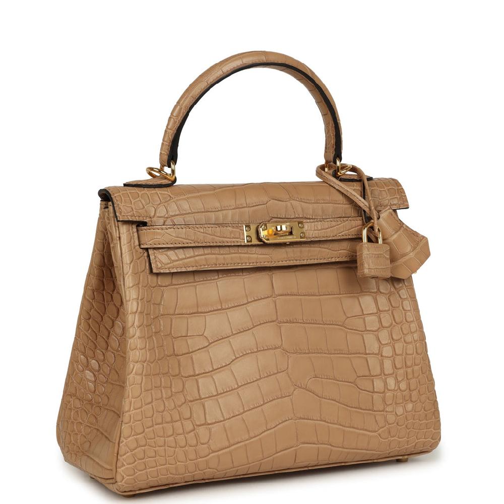 Hermes Kelly Retourne 25 Chai Matte Alligator Gold Hardware