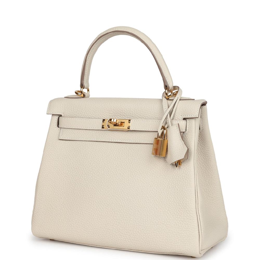 Hermes Kelly Retourne 25 Craie Togo Gold Hardware