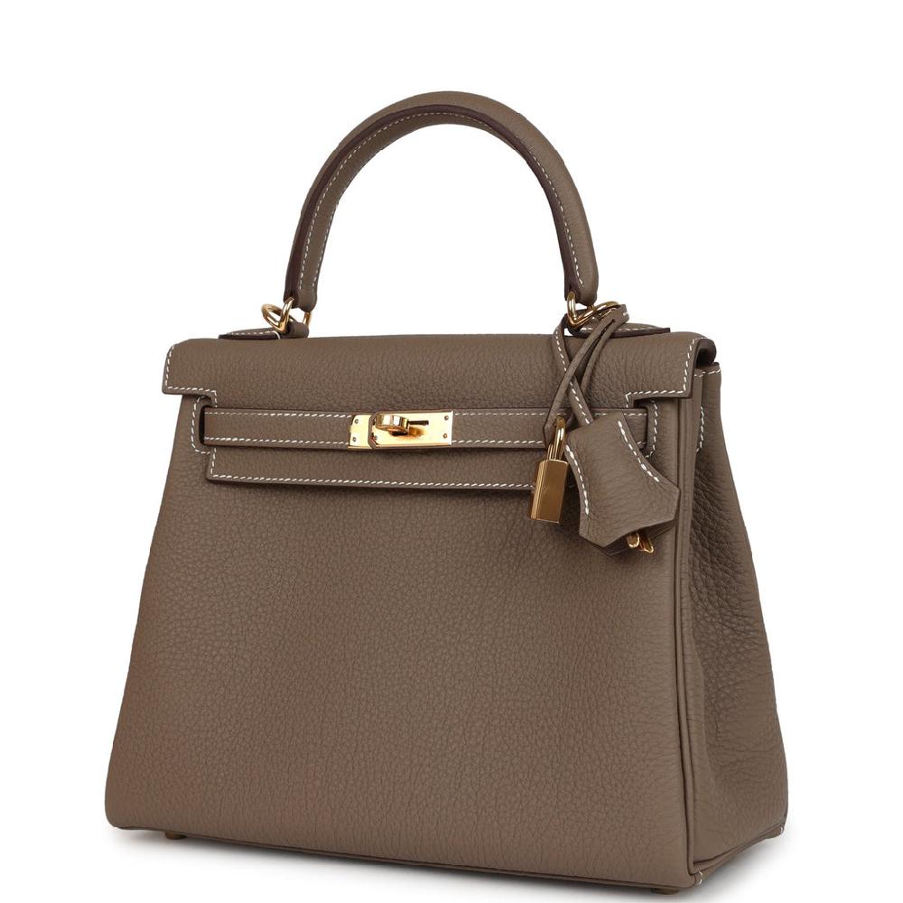 Hermes Kelly Retourne 25 Etoupe Togo Gold Hardware