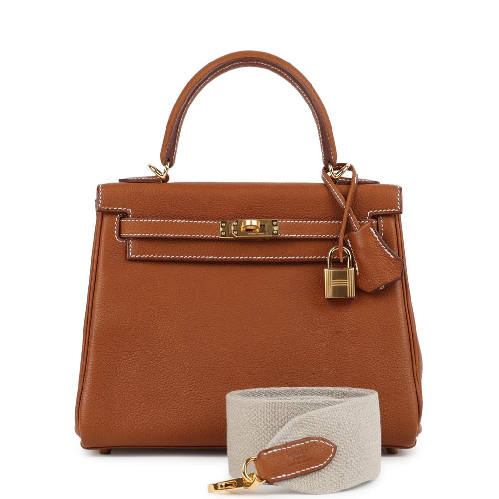 Hermes Kelly Retourne 25 Fauve Barenia Faubourg Gold Hardware