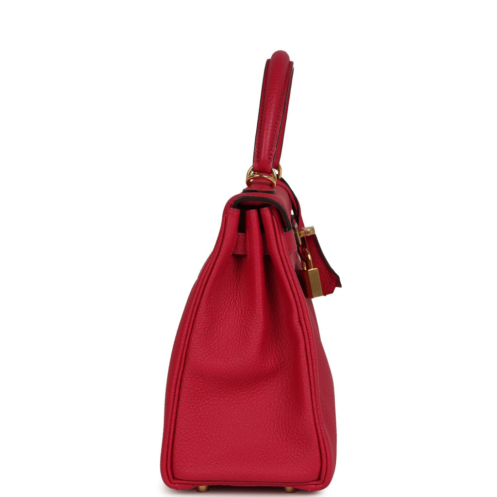 Hermes Kelly Retourne 25 Framboise Togo Gold Hardware
