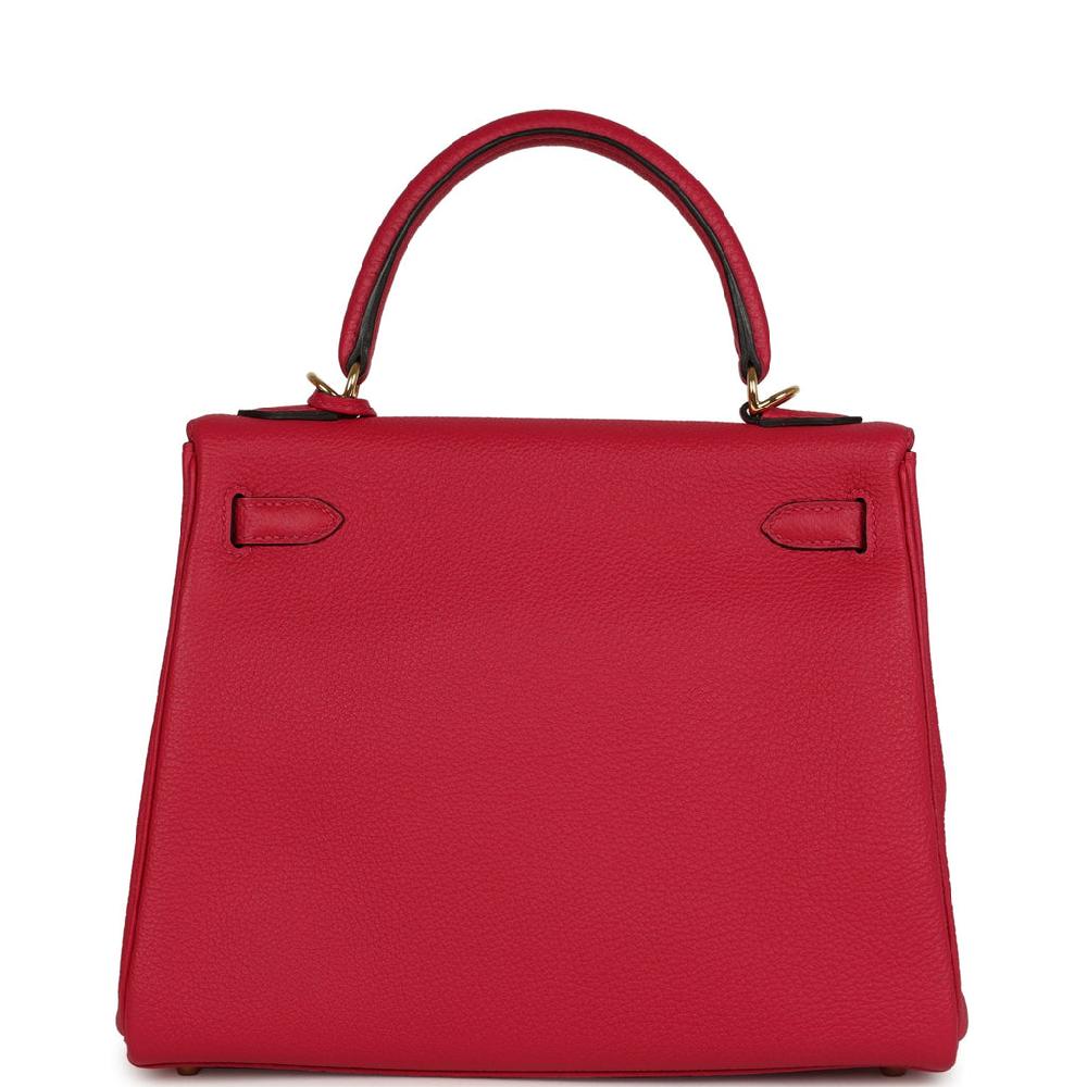 Hermes Kelly Retourne 25 Framboise Togo Gold Hardware