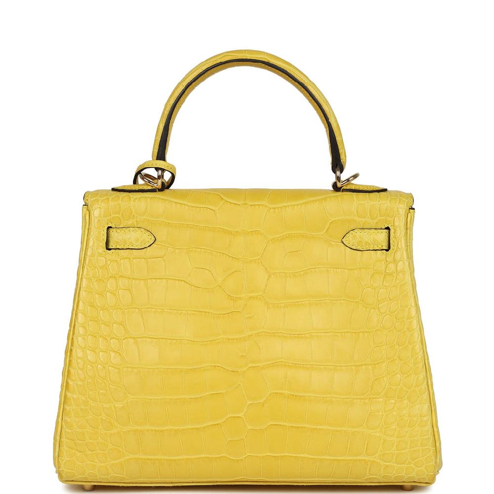 Hermes Kelly Retourne 25 Mimosa Matte Alligator Permabrass Hardware