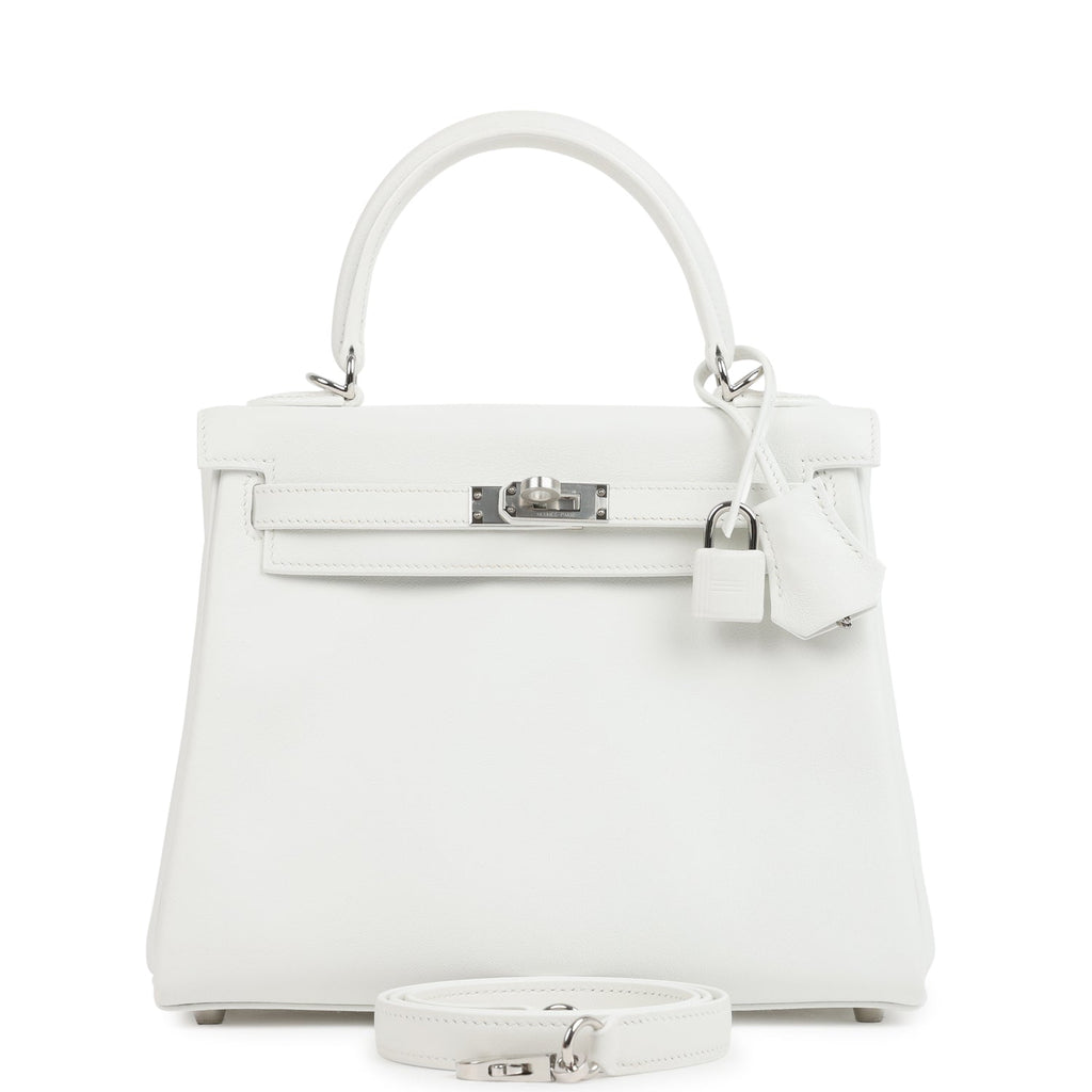 Hermes Kelly Retourne 25 New White Swift Palladium Hardware Hermes Kelly Retourne 25 New White Swift Palladium Hardware
