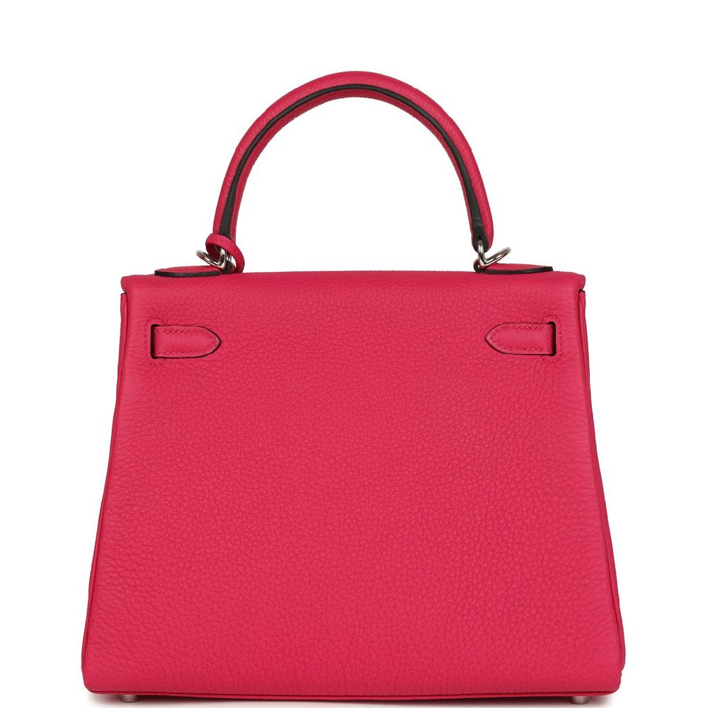 Hermes Kelly Retourne 25 Rose Mexico Togo Palladium Hardware
