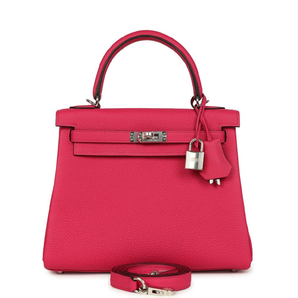 Hermes Kelly Retourne 25 Rose Mexico Togo Palladium Hardware