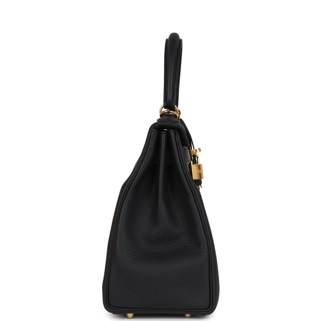 Hermes Kelly Retourne 28 Black Togo Gold Hardware