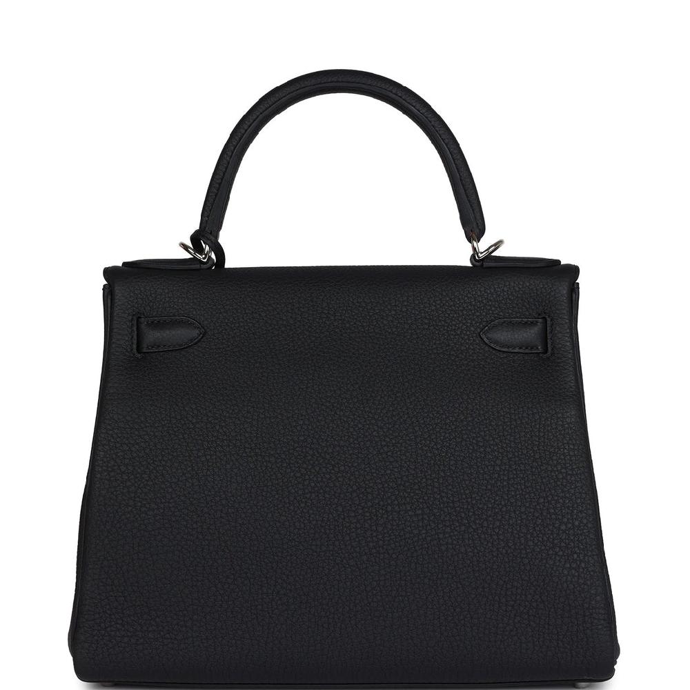 Hermes Kelly Retourne 28 Black Togo Palladium Hardware