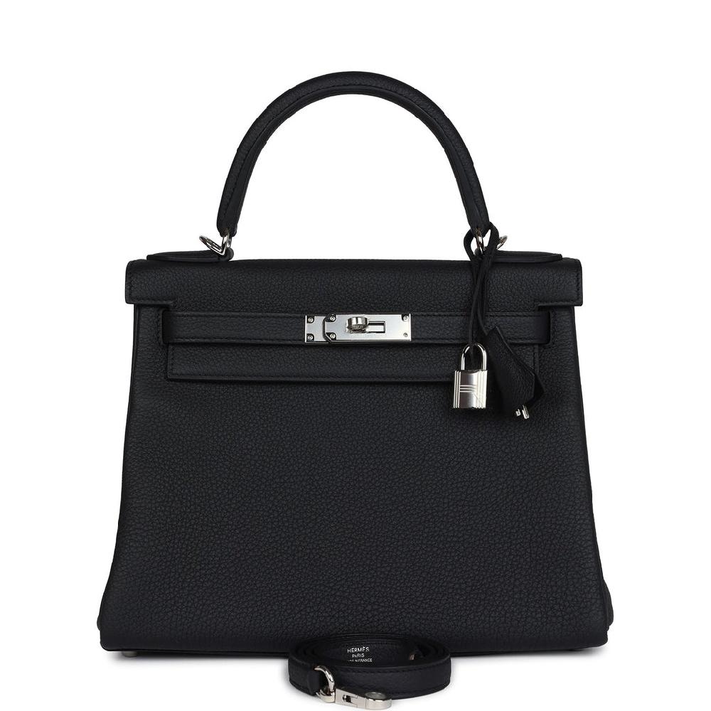 Hermes Kelly Retourne 28 Black Togo Palladium Hardware