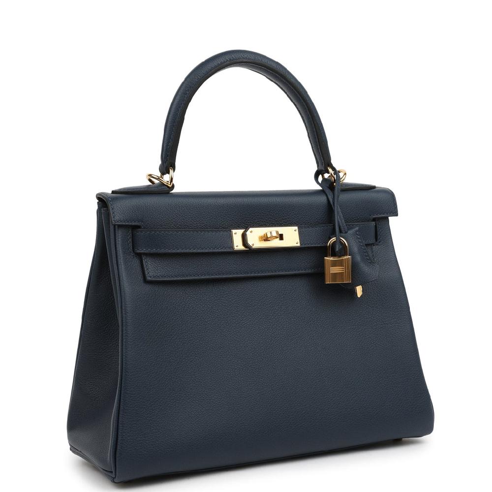 Hermes Kelly Retourne 28 Bleu Abysse Evercolor Gold Hardware