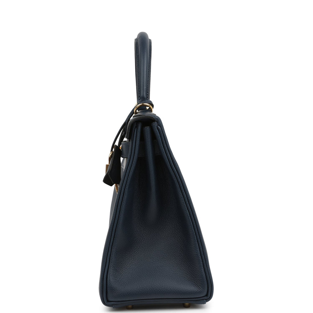 Hermes Kelly Retourne 28 Bleu Abysse Evercolor Gold Hardware