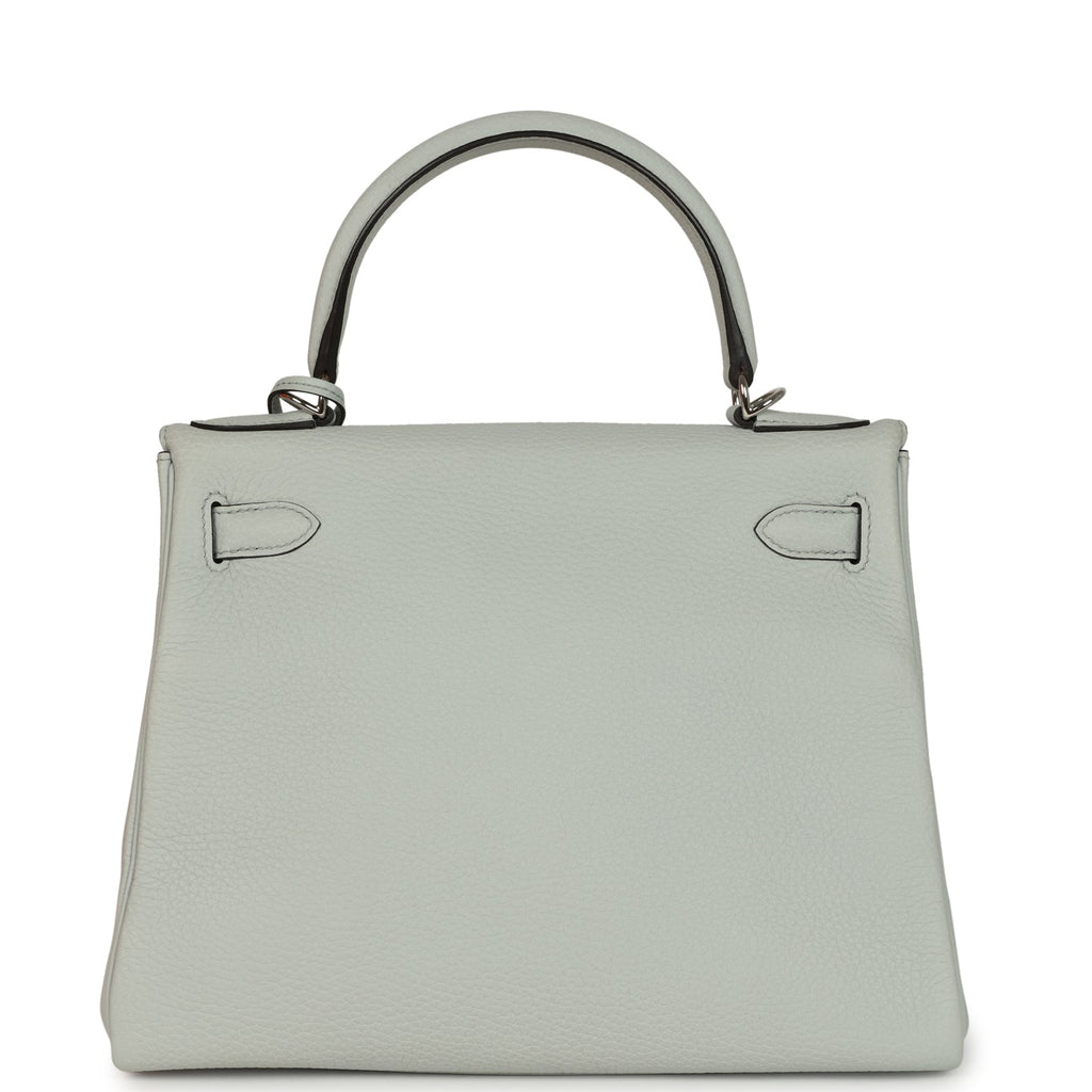 Hermes Kelly Retourne 28 Bleu Pale Clemence Palladium Hardware
