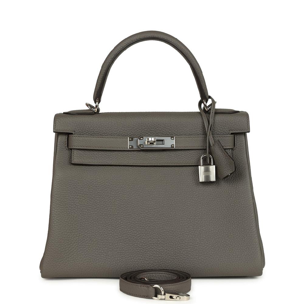 Hermes Kelly Retourne 28 Etain Togo Palladium Hardware