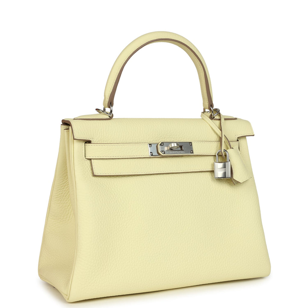Hermes Kelly Retourne 28 Jaune Milton Clemence Palladium Hardware