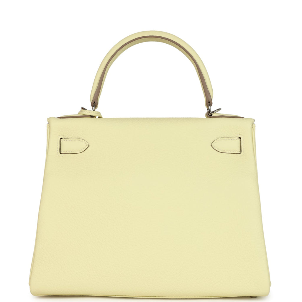 Hermes Kelly Retourne 28 Jaune Milton Clemence Palladium Hardware