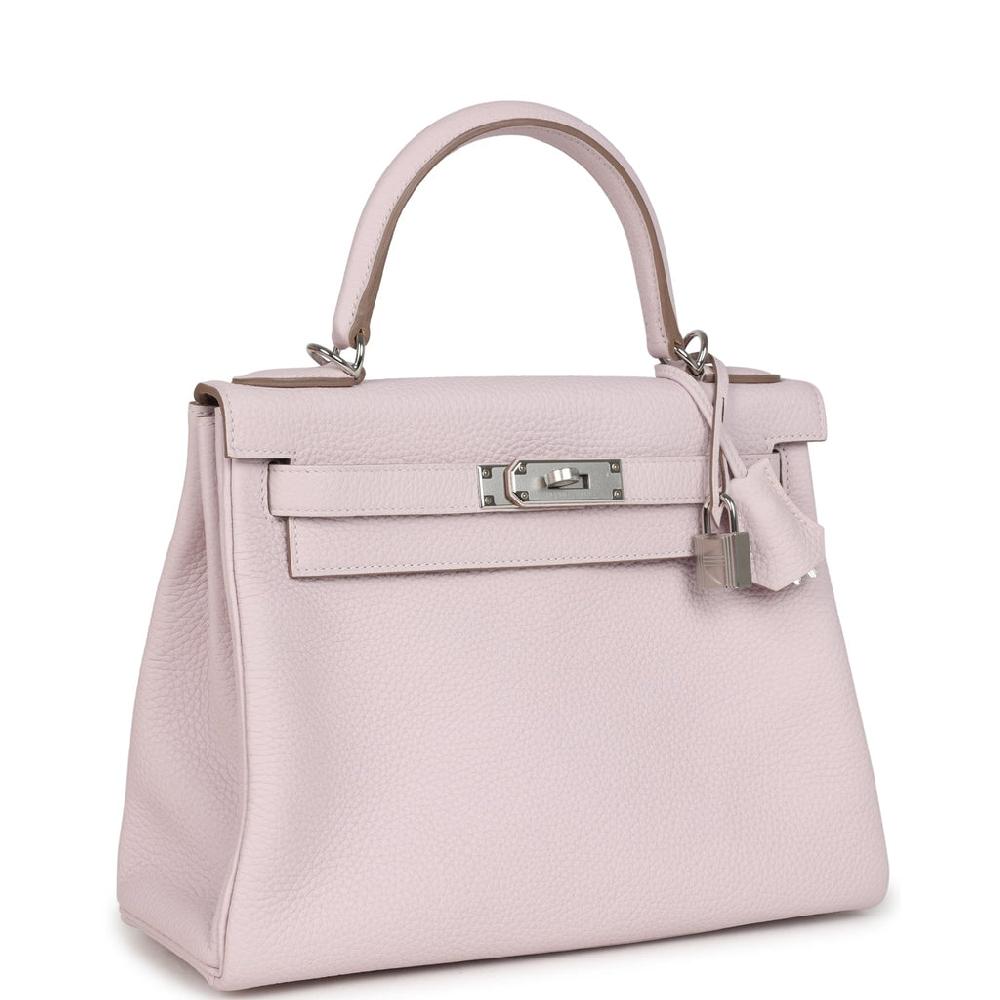 Hermes Kelly Retourne 28 Mauve Pale Clemence Palladium Hardware