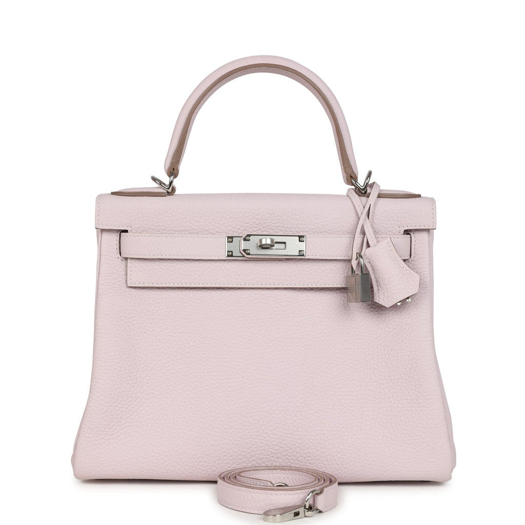 Hermes Kelly Retourne 28 Mauve Pale Clemence Palladium Hardware