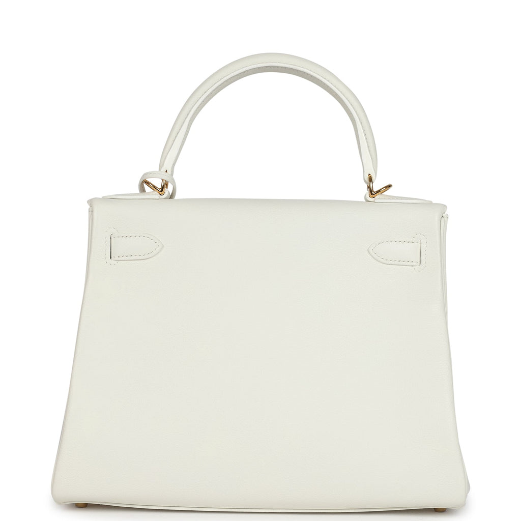 Hermes Kelly Retourne 28 White Evercolor Gold Hardware