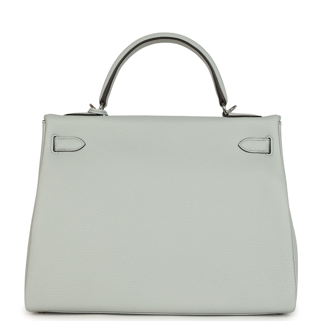 Hermes Kelly Retourne 32 Bleu Pale Clemence Palladium Hardware