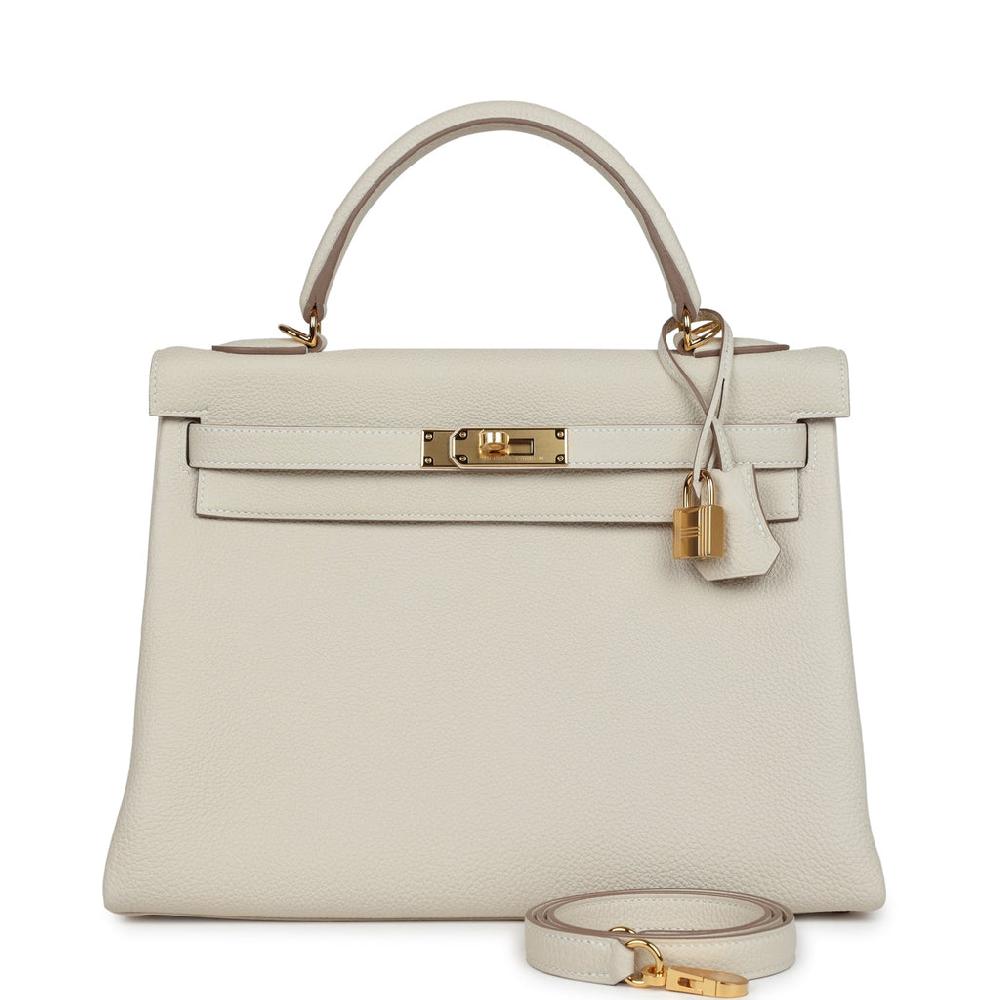 Hermes Kelly Retourne 32 Craie Togo Gold Hardware