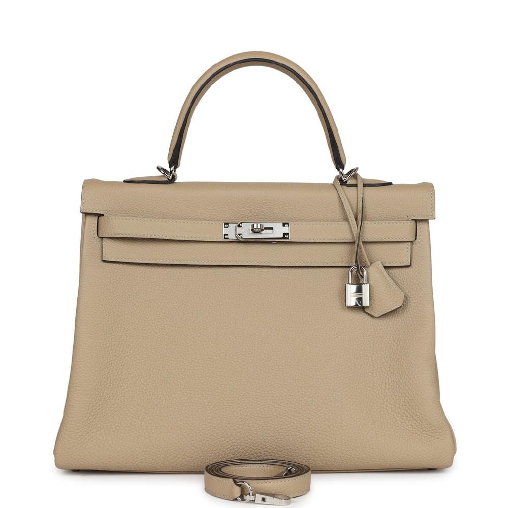 Hermes Kelly Retourne 35 Trench Togo Palladium Hardware