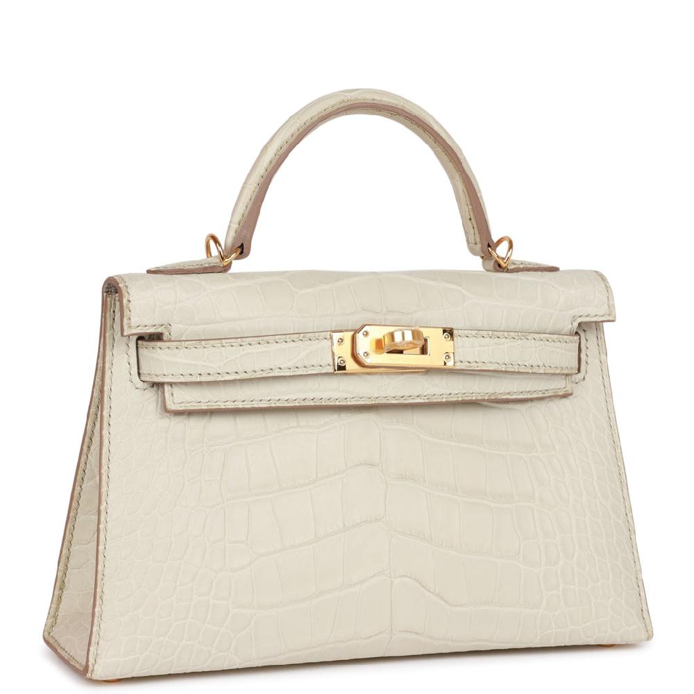 Hermes Kelly Sellier 20 Beton Matte Alligator Gold Hardware
