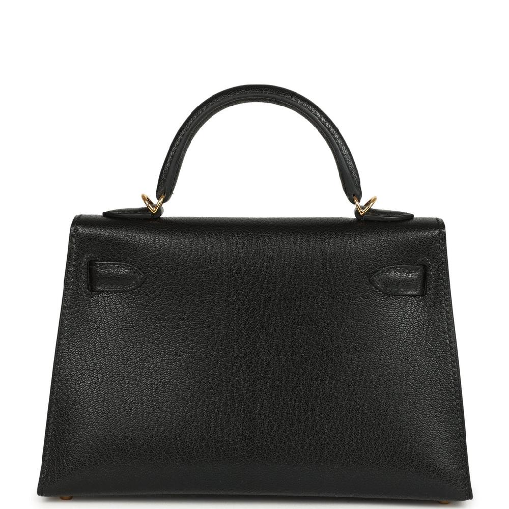 Hermes Kelly Sellier 20 Black Chevre Mysore Gold Hardware