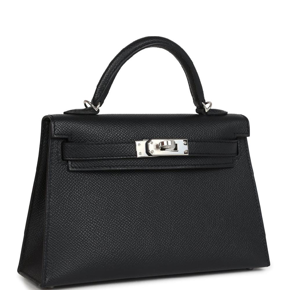 Hermes Kelly Sellier 20 Black Epsom Palladium Hardware