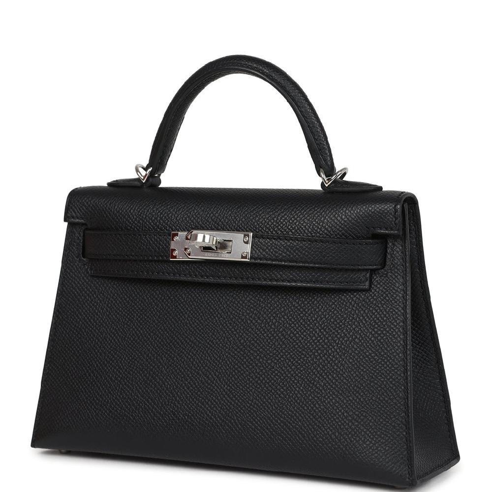 Hermes Kelly Sellier 20 Black Epsom Palladium Hardware