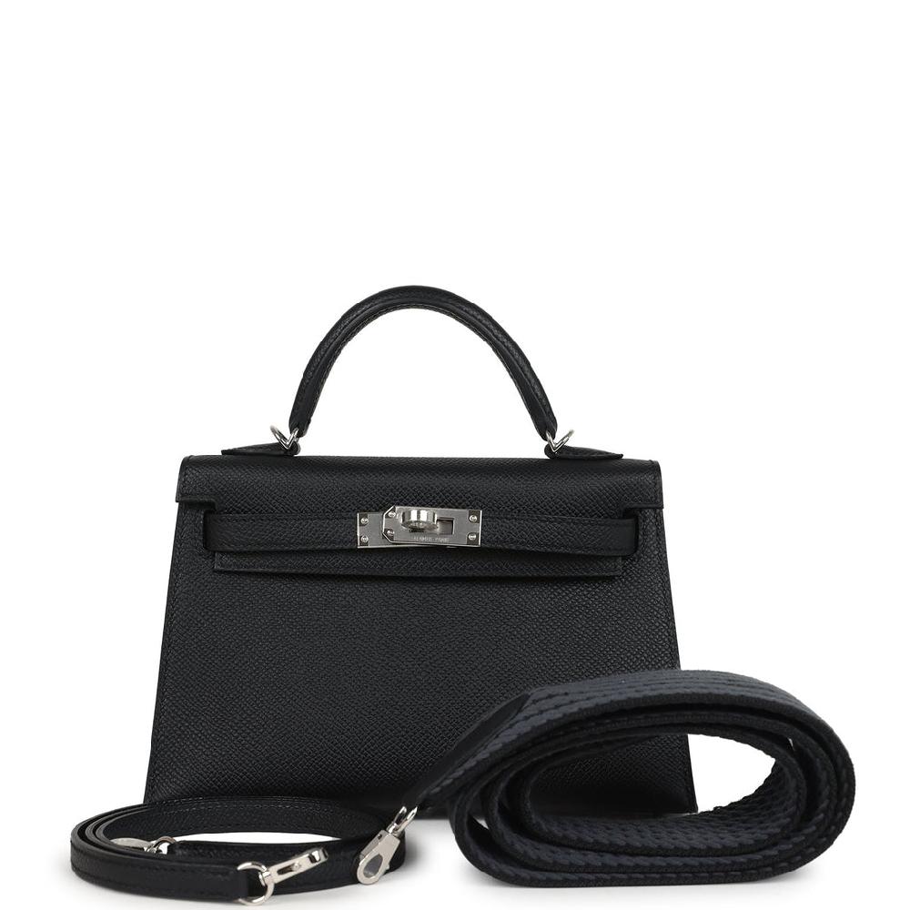 Hermes Kelly Sellier 20 Black Epsom Palladium Hardware