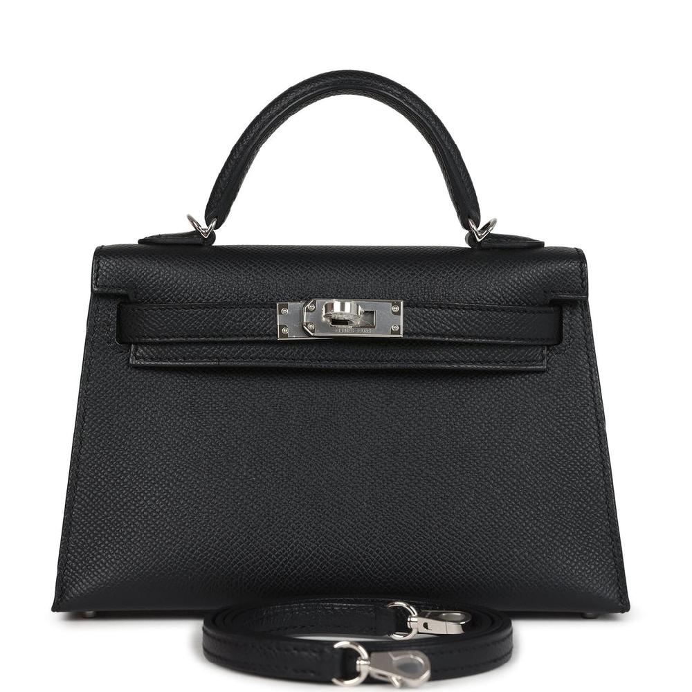 Hermes Kelly Sellier 20 Black Epsom Palladium Hardware