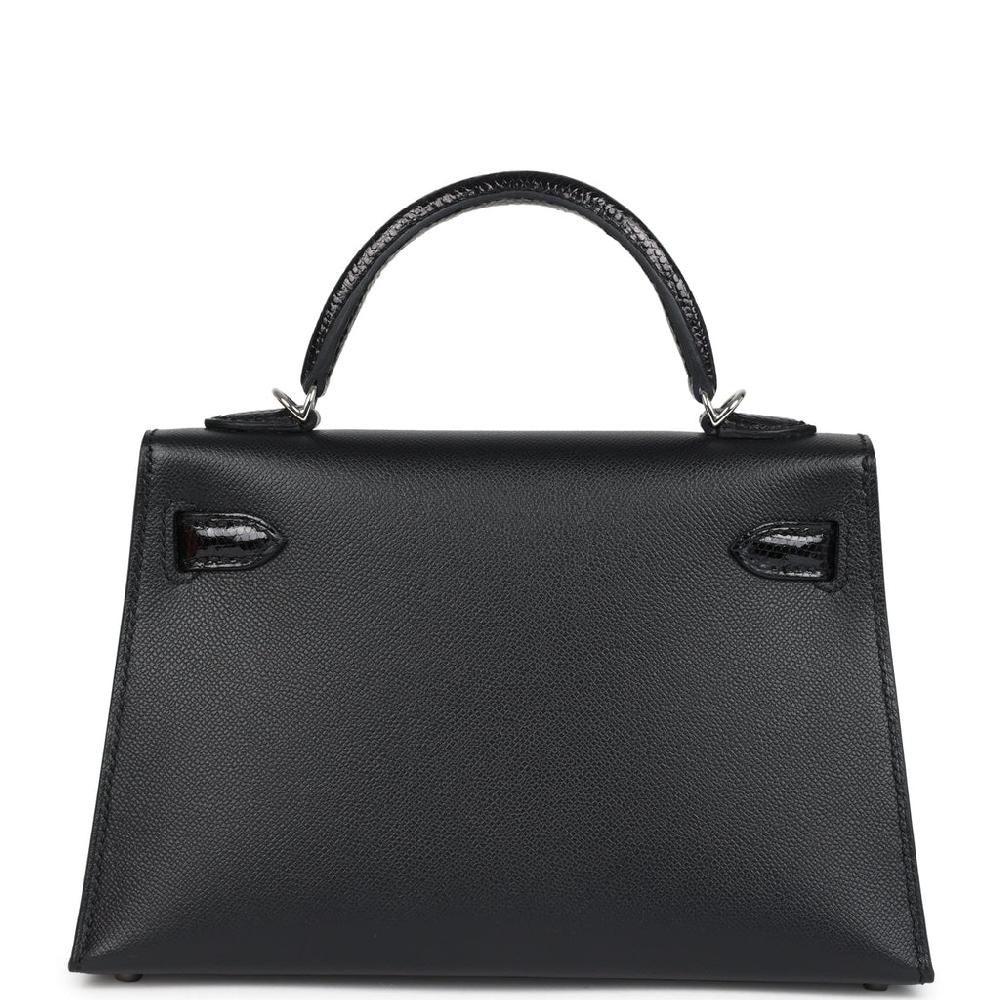 Hermes Kelly Sellier 20 Black Madame And Shiny Varanus Lizard Touch Palladium Hardware