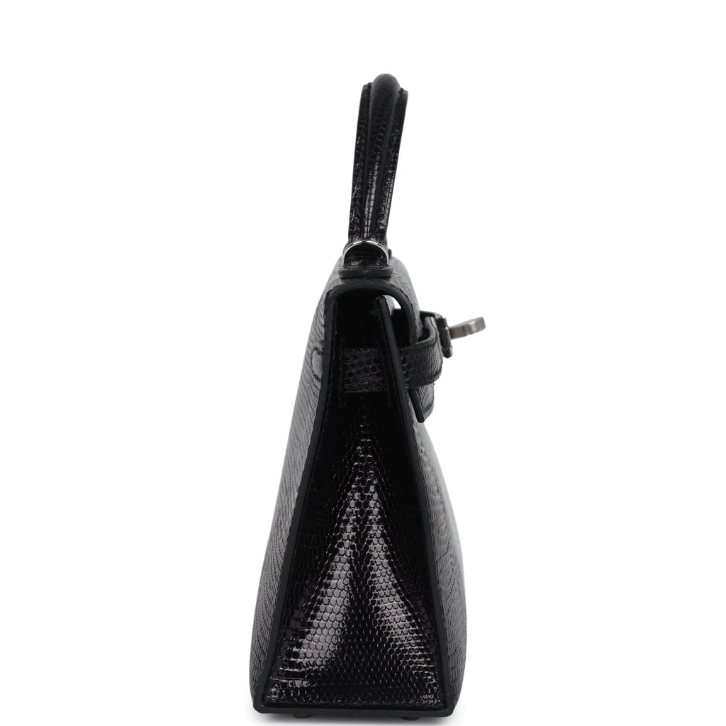 Hermes Kelly Sellier 20 Black Varanus Niloticus Lizard Palladium Hardware