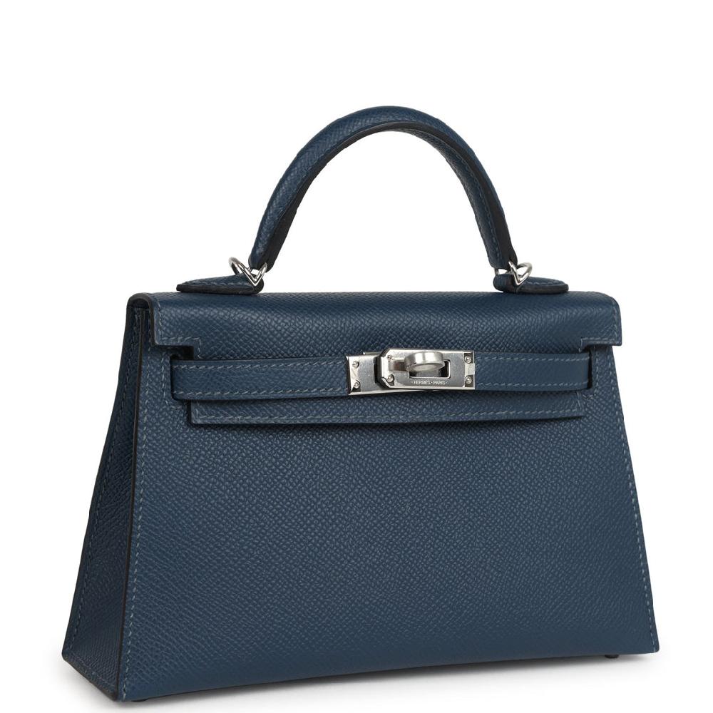 Hermes Kelly Sellier 20 Bleu De Prusse Epsom Palladium Hardware