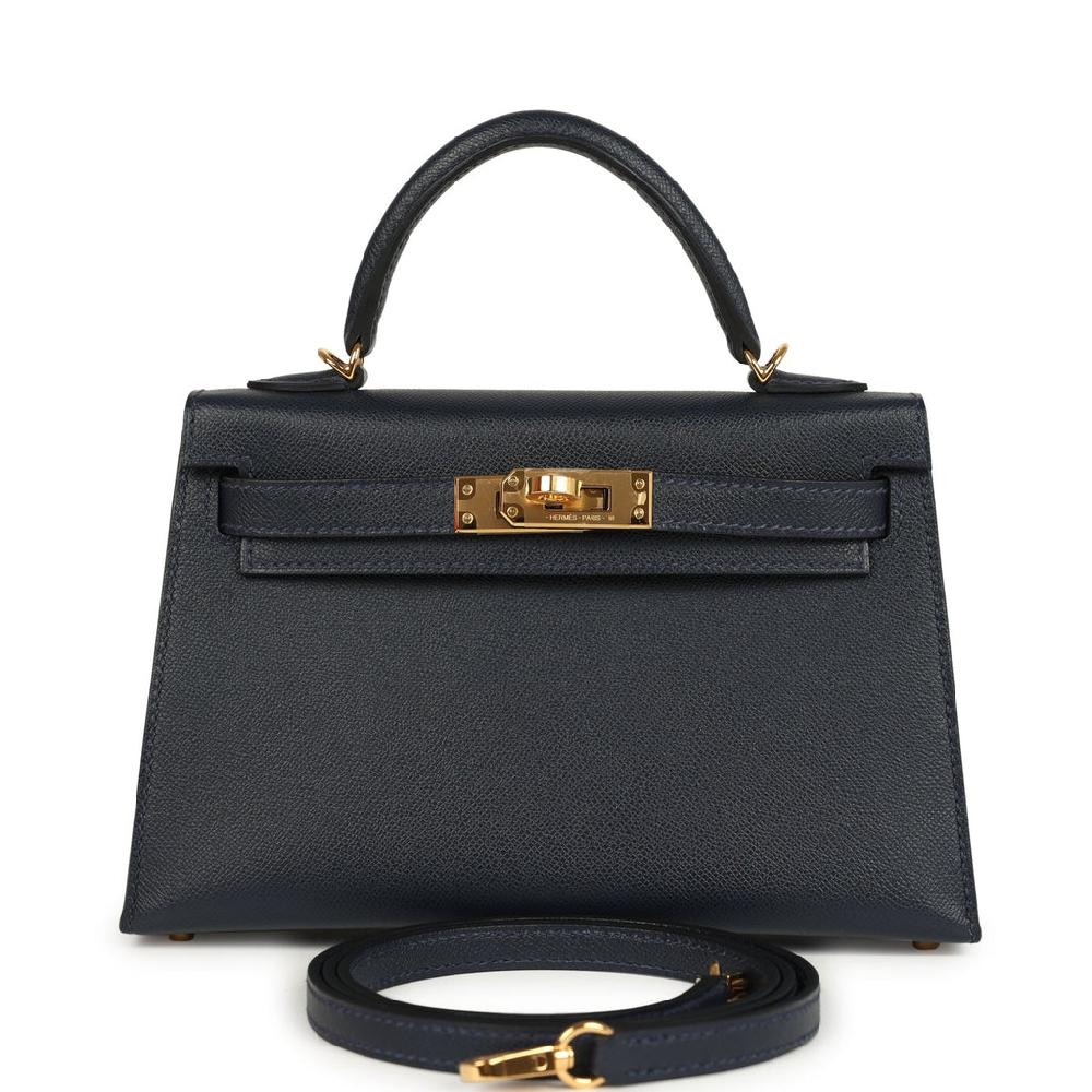 Hermes Kelly Sellier 20 Bleu Nuit Madame Gold Hardware