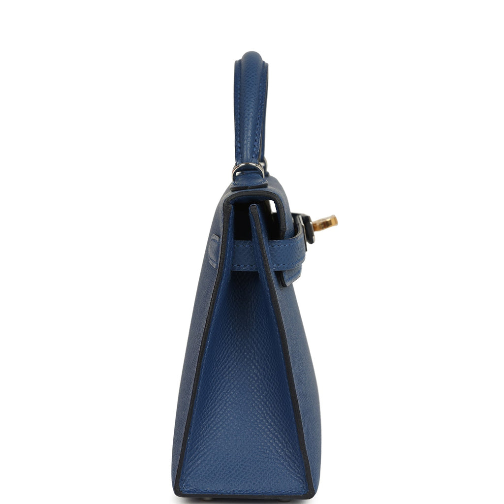 Hermes Kelly Sellier 20 Bleu Tie Epsom Electrum Hardware