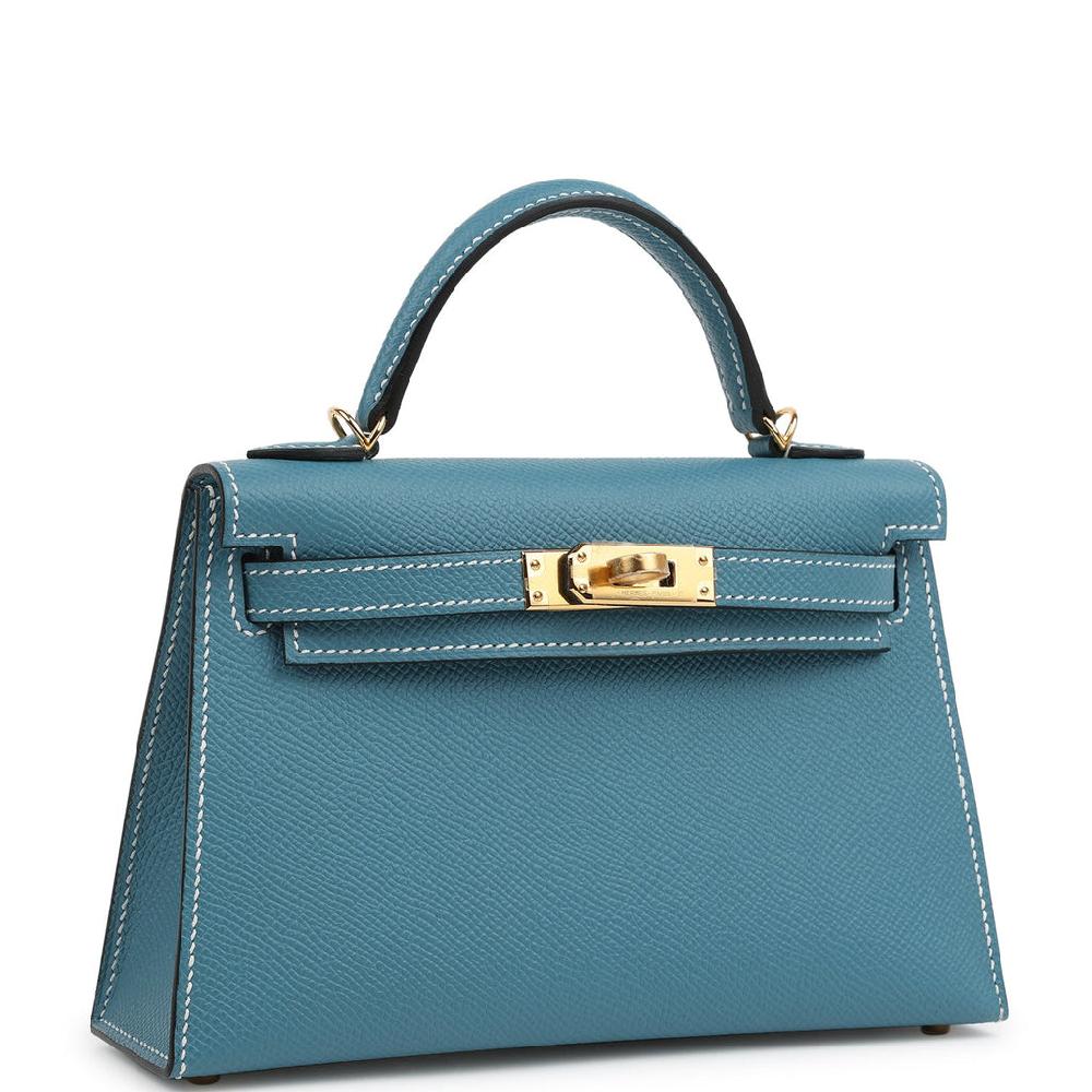 Hermes Kelly Sellier 20 Blue Jean Epsom Gold Hardware