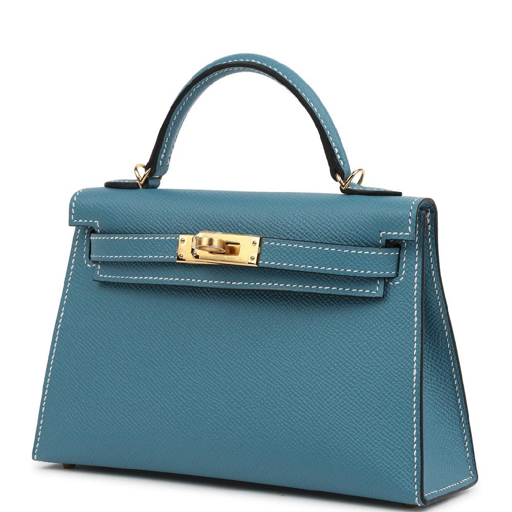 Hermes Kelly Sellier 20 Blue Jean Epsom Gold Hardware