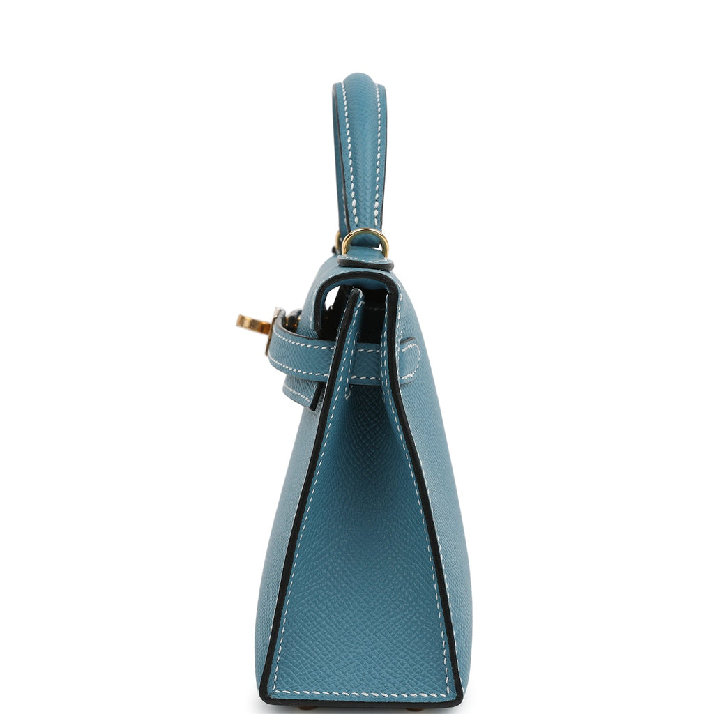 Hermes Kelly Sellier 20 Blue Jean Epsom Gold Hardware