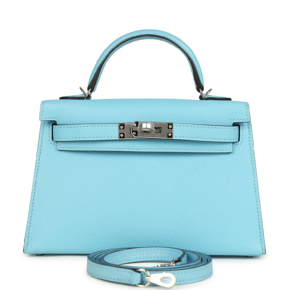 Hermes Kelly Sellier 20 Celeste Epsom Palladium Hardware