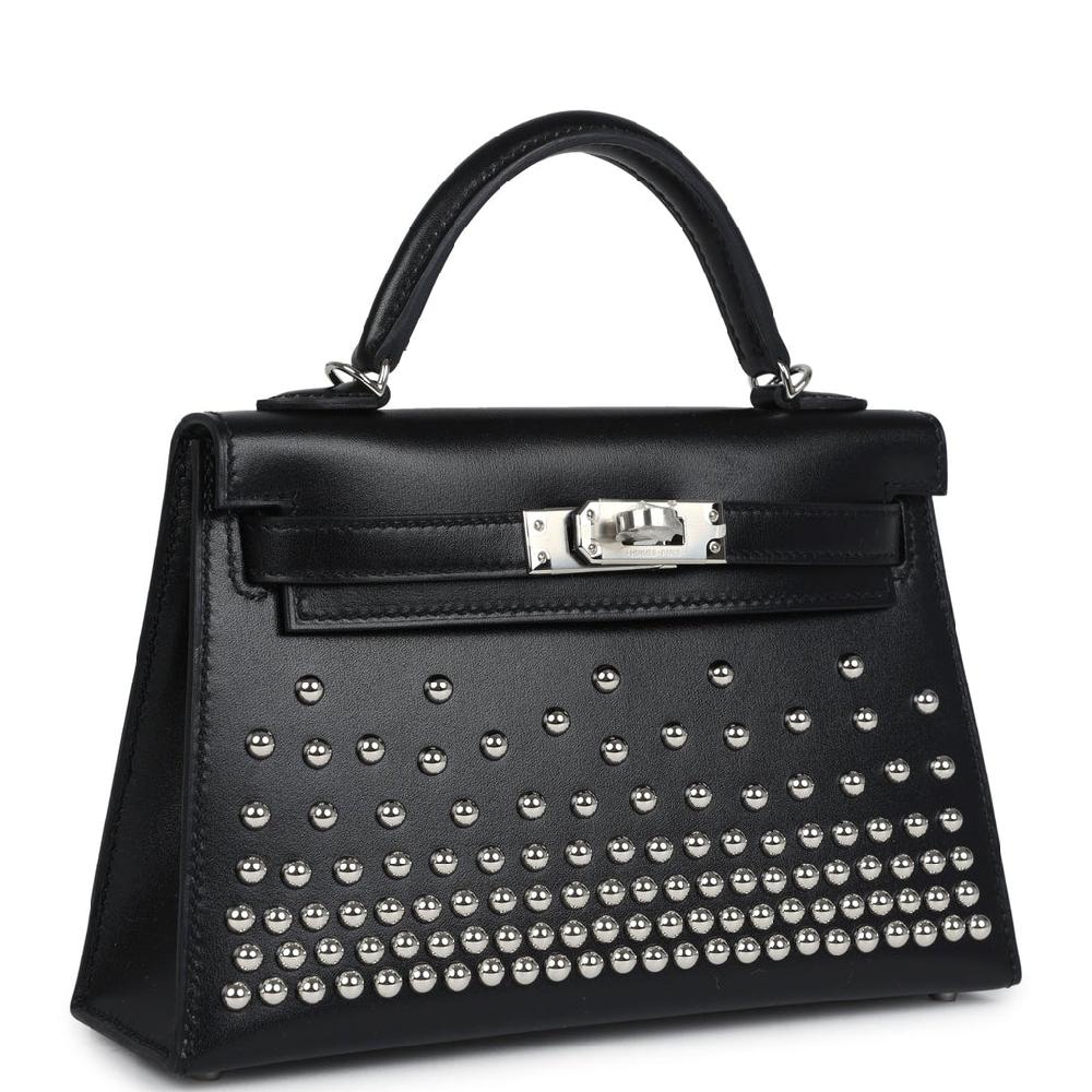 Hermes Kelly Sellier 20 Clouté Black Box Palladium Hardware
