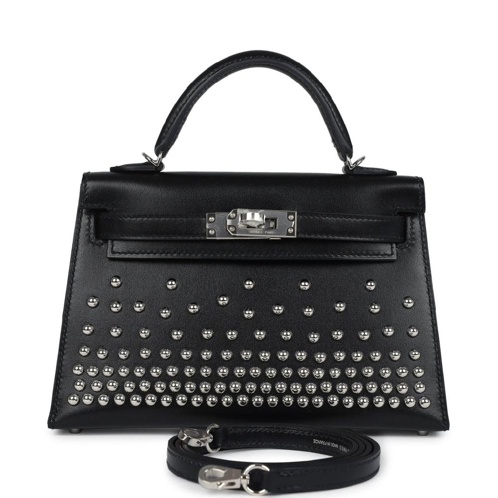 Hermes Kelly Sellier 20 Clouté Black Box Palladium Hardware