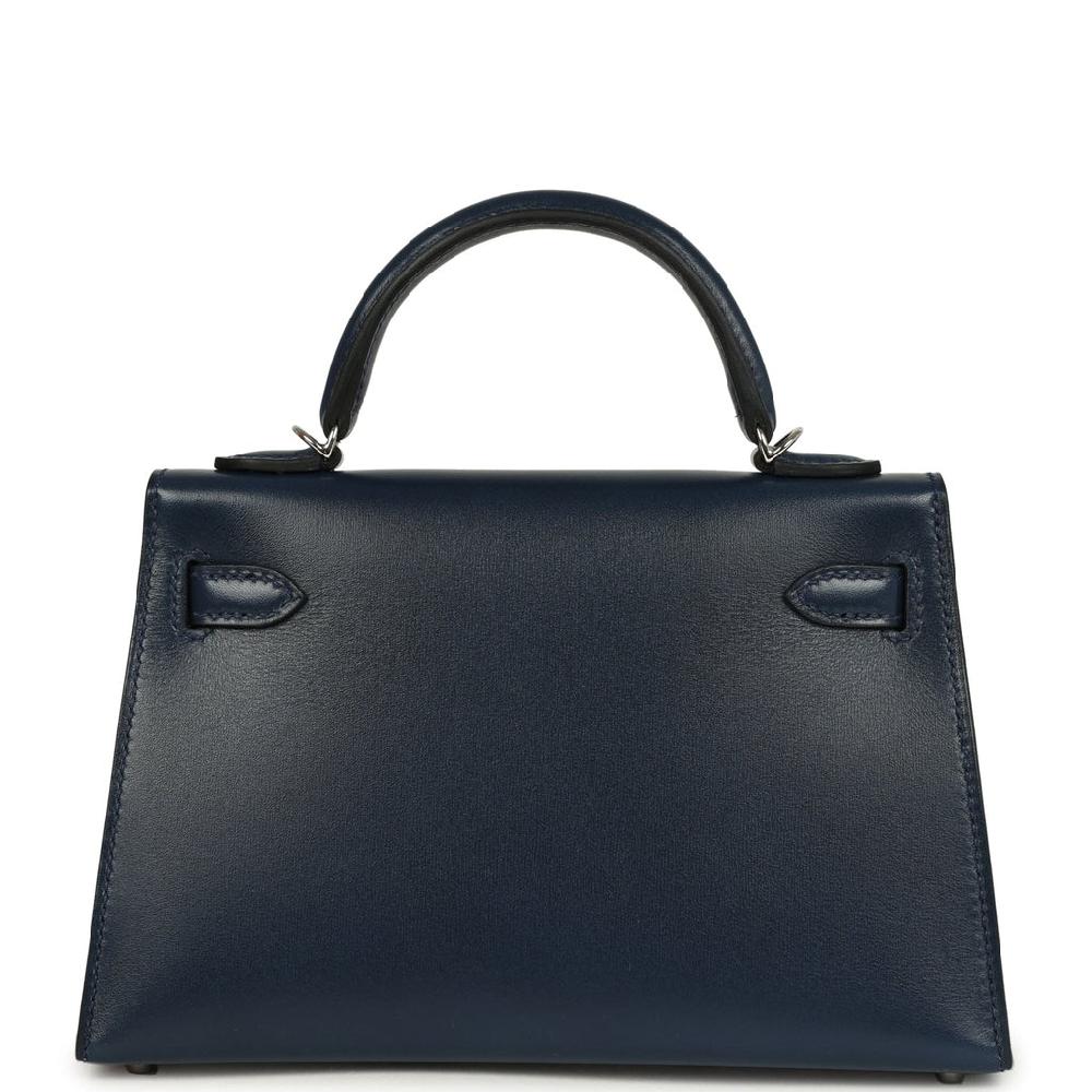 Hermes Kelly Sellier 20 Clouté Bleu Abyss Box Palladium Hardware