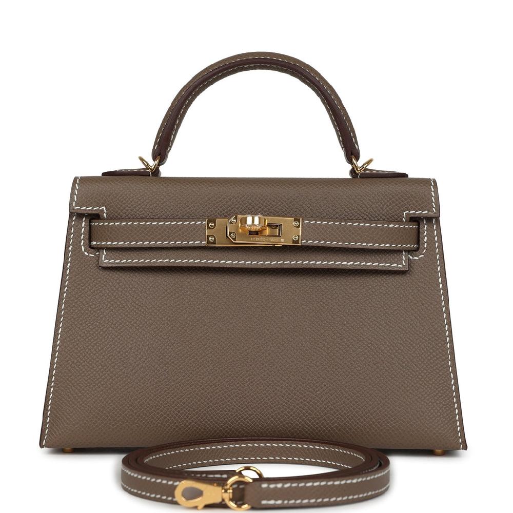 Hermes Kelly Sellier 20 Etoupe Epsom Gold Hardware