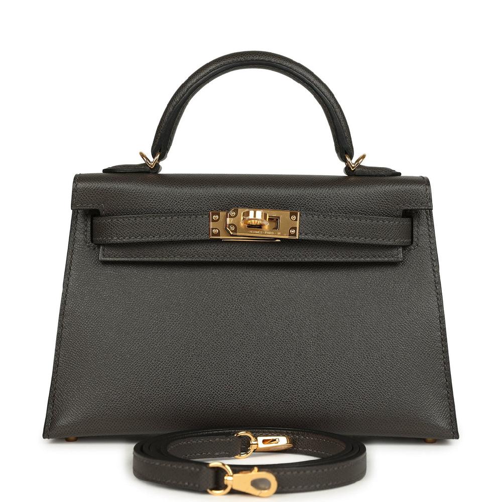 Hermes Kelly Sellier 20 Graphite Madame Gold Hardware