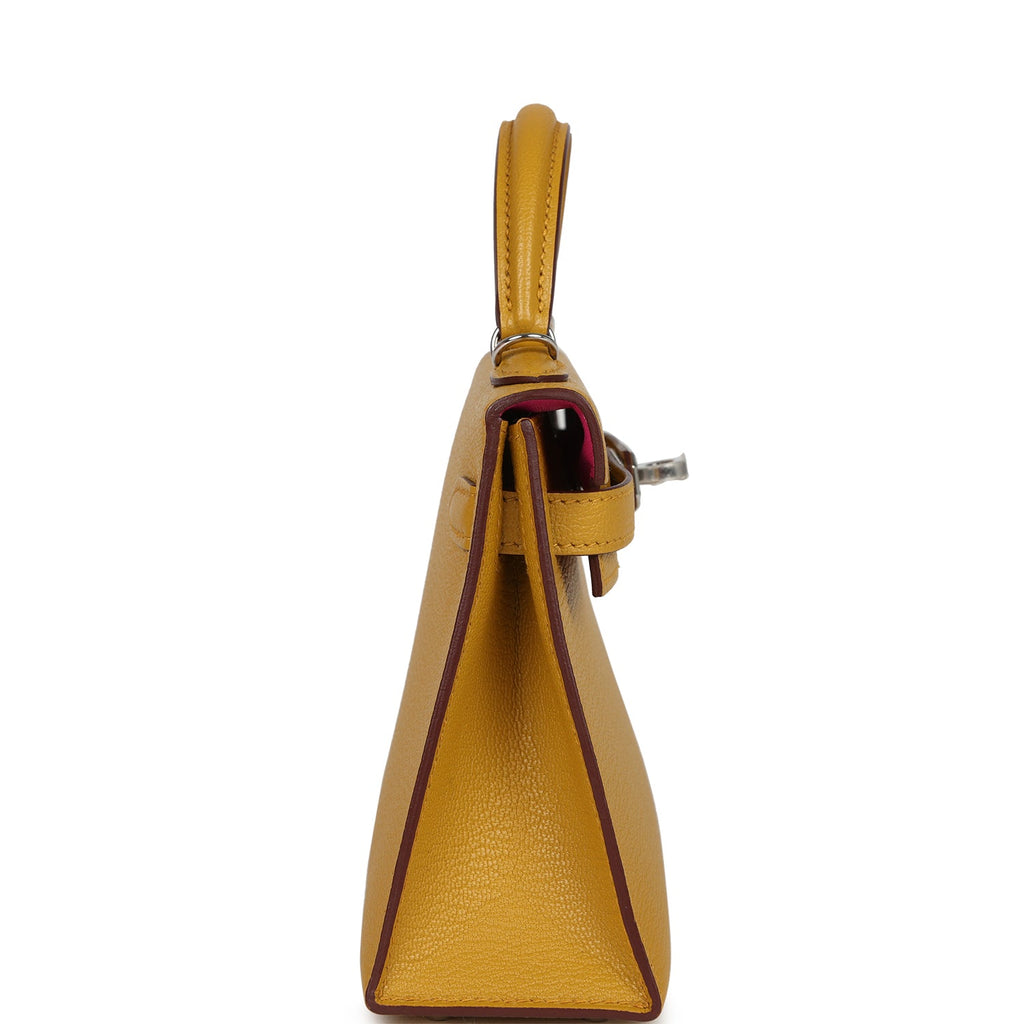Hermes Kelly Sellier 20 Jaune Ambre Verso Chèvre Mysore Palladium Hardware
