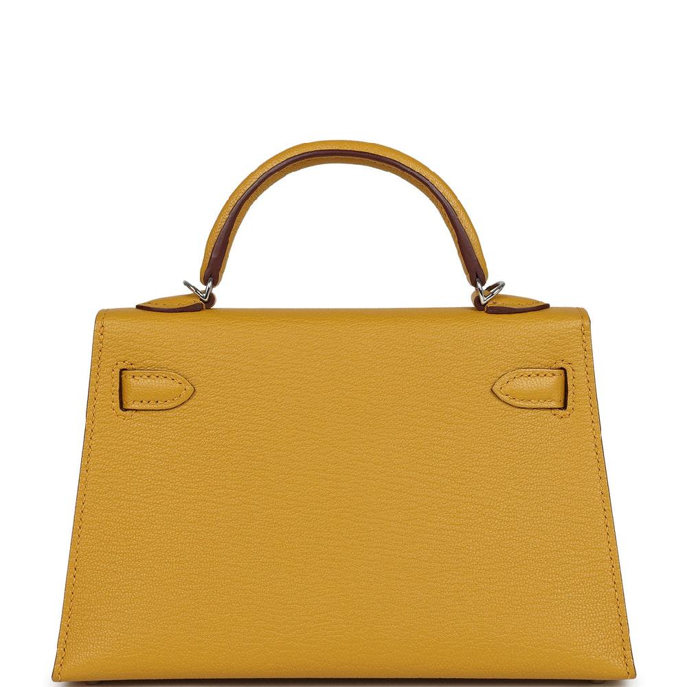 Hermes Kelly Sellier 20 Jaune Ambre Verso Chèvre Mysore Palladium Hardware