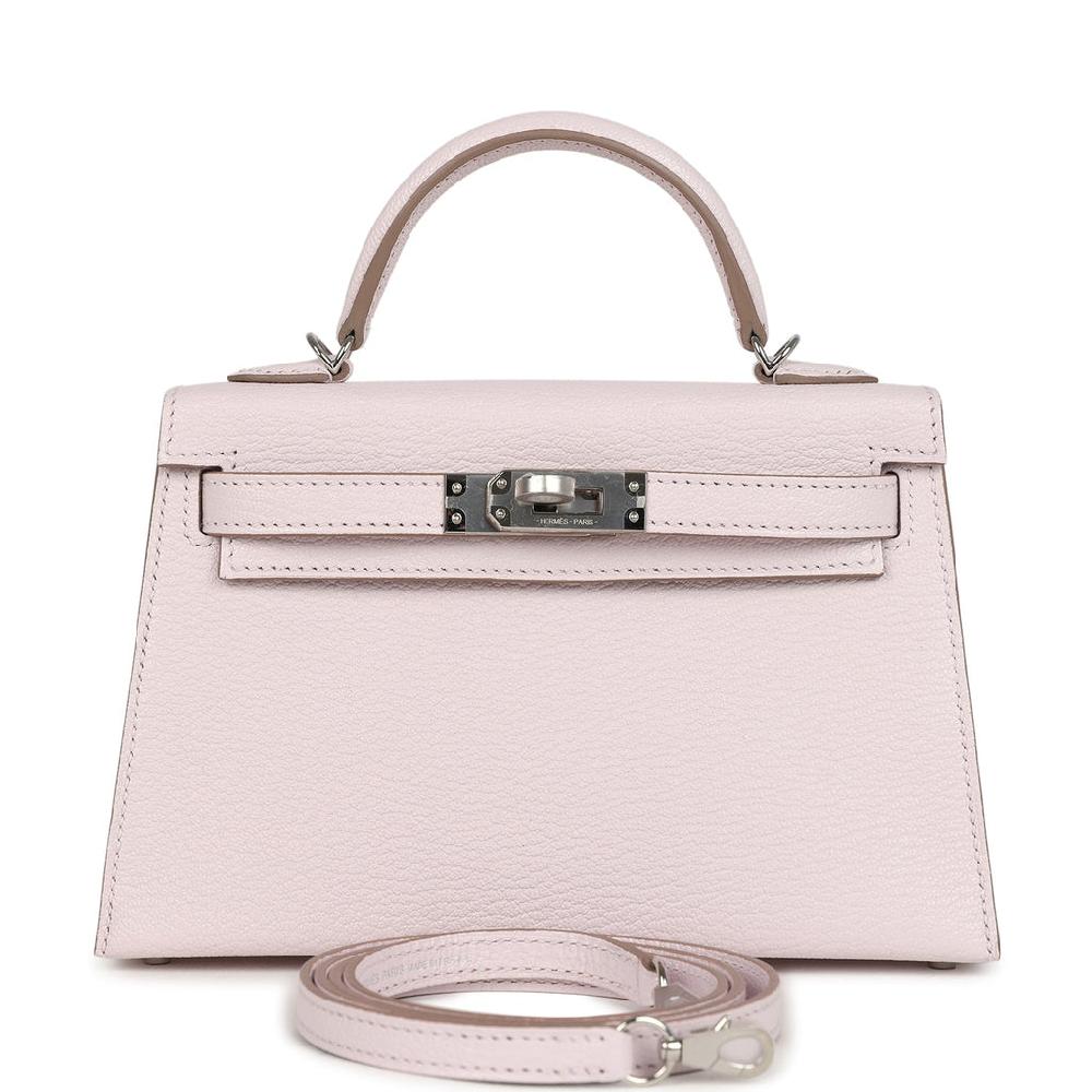 Hermes Kelly Sellier 20 Mauve Pale Chevre Palladium Hardware