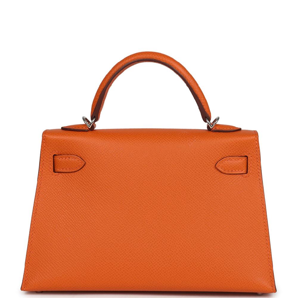 Hermes Kelly Sellier 20 Orange Epsom Palladium Hardware