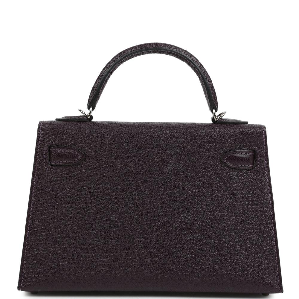 Hermes Kelly Sellier 20 Raisin Verso Chevre Mysore Palladium Hardware